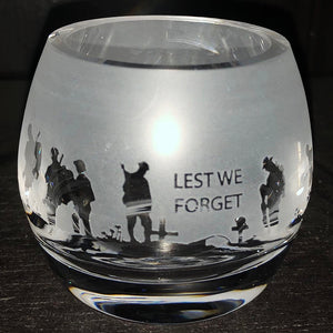 Crystal Glass Tealight Holder - LEST WE FORGET