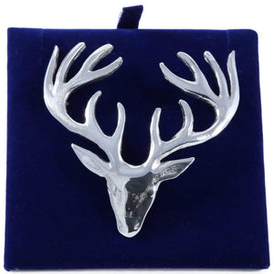 Large Stag Head Brooch - Made in Scotland by Pewtermill