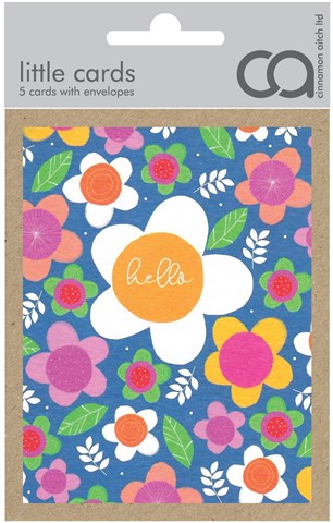'Hello' Pack of 5 Little Cards LT132 - Blank by Cinnamon Aitch