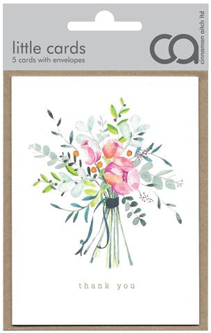 Thank You Pack of 5 Little Cards - Blank by Cinnamon Aitch