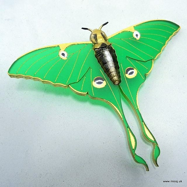 Luna Moth Brooch - Jade Green Made by MissJ Designs