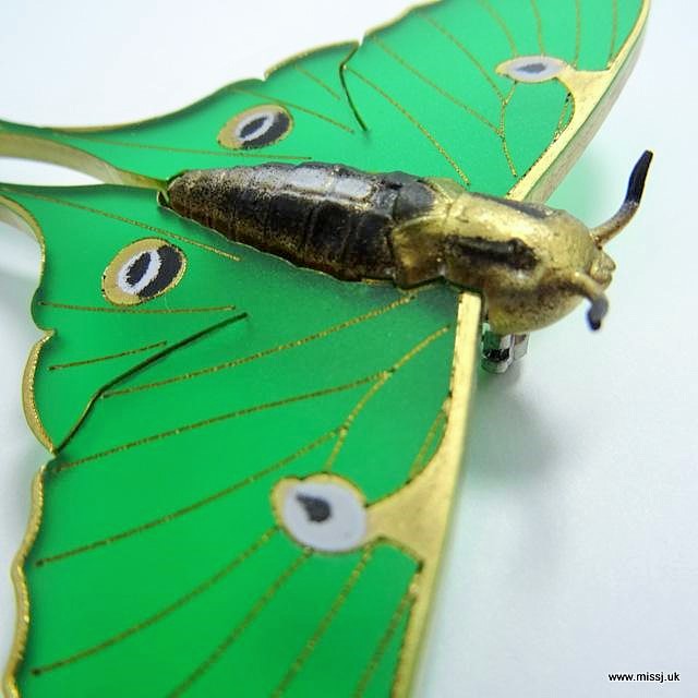 Luna Moth Brooch - Jade Green Made by MissJ Designs