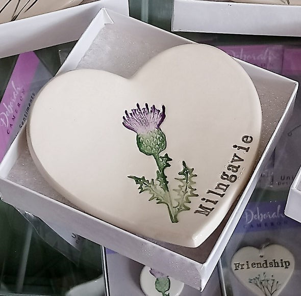 Milngavie Thistle Heart Shaped Trinket Dish