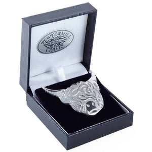 Large Pewtermill Highland Cow Head Brooch Made in Scotland