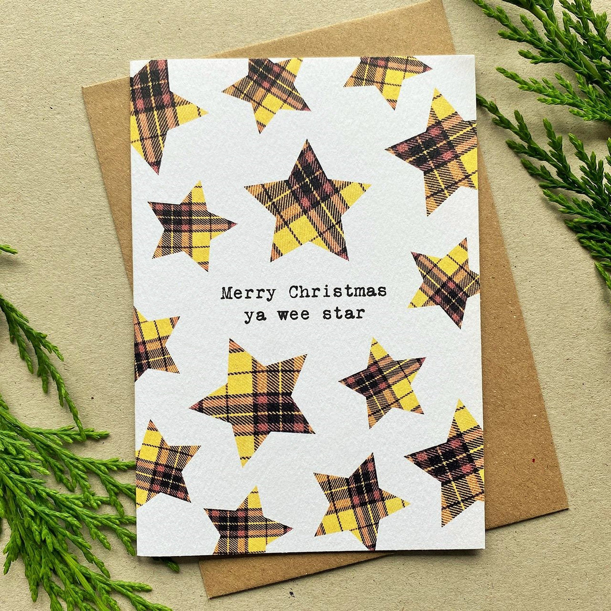 Star Tartan Pattern Christmas Cards
