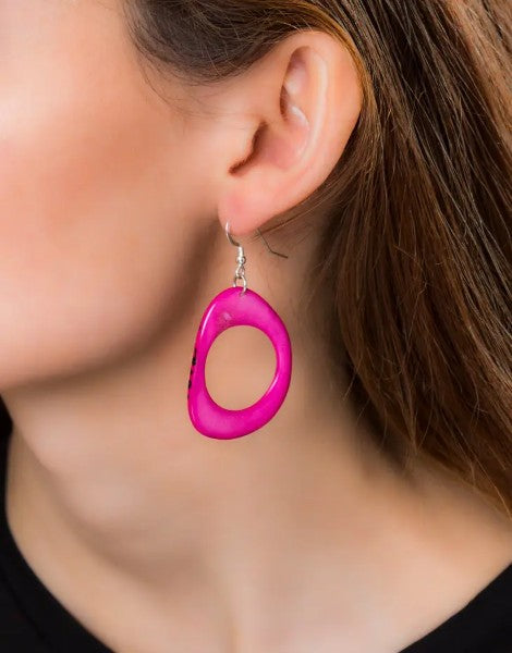Loop Tagua Nut Earrings Made by Pretty Pink Eco Jewellery