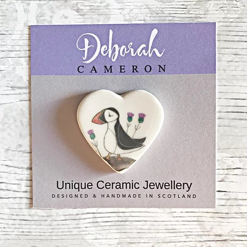Scottish Ceramic Heart Brooches Handmade by Deborah Cameron
