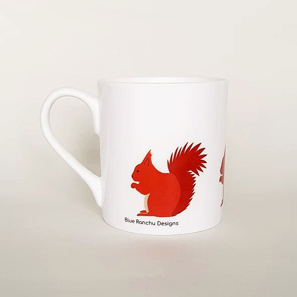 RED SQUIRREL Bone China Mug by Blue Ranchu Designs
