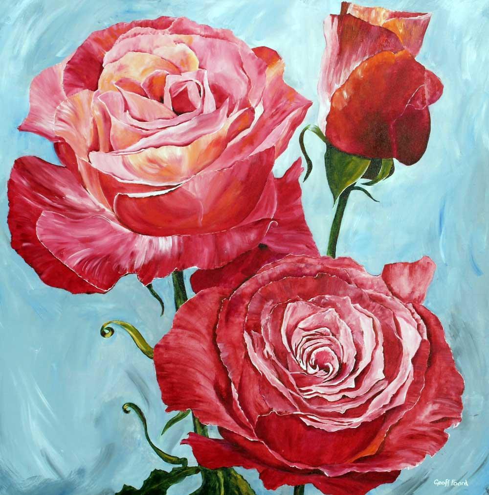 Red Roses Card by Artist Geoff Foord