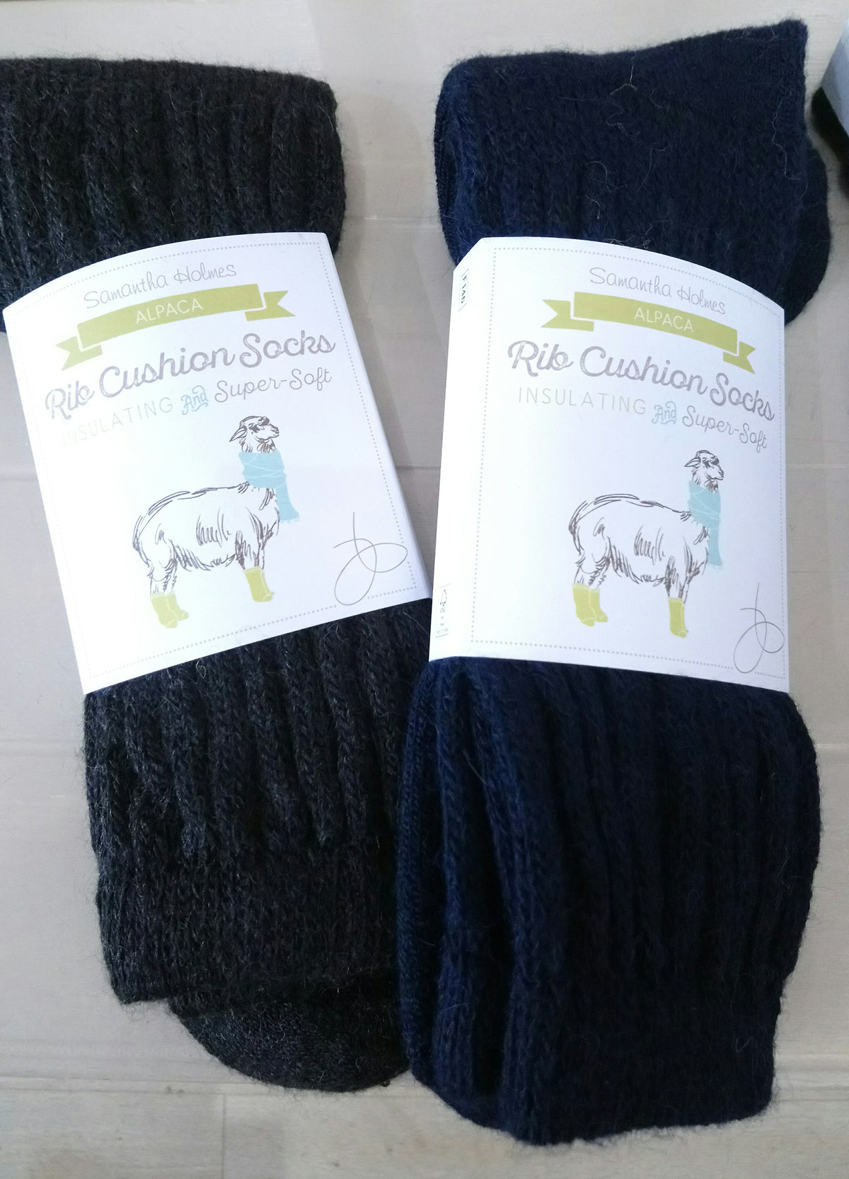 Rib Cushion Alpaca Socks, Size 7-10 by Samantha Holmes