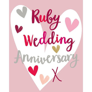 Ruby Wedding Anniversary Card by Liz & Pip