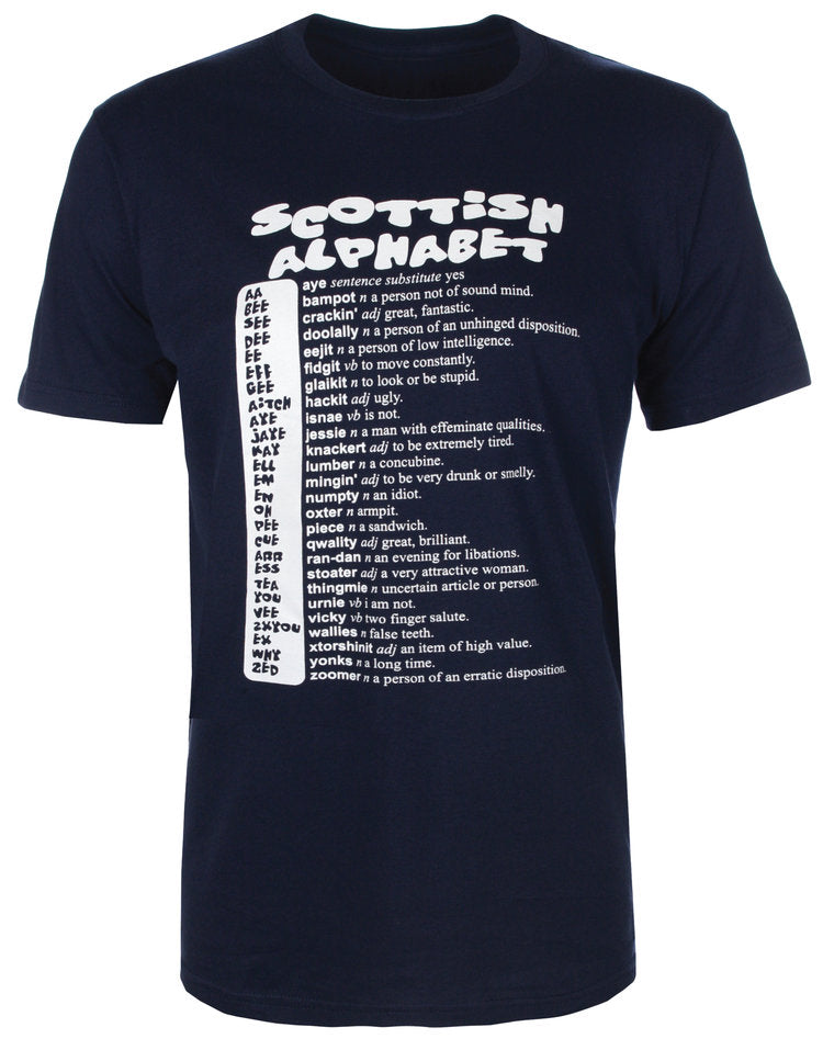 Scottish Alphabet T-Shirt by Brave Scottish Gifts