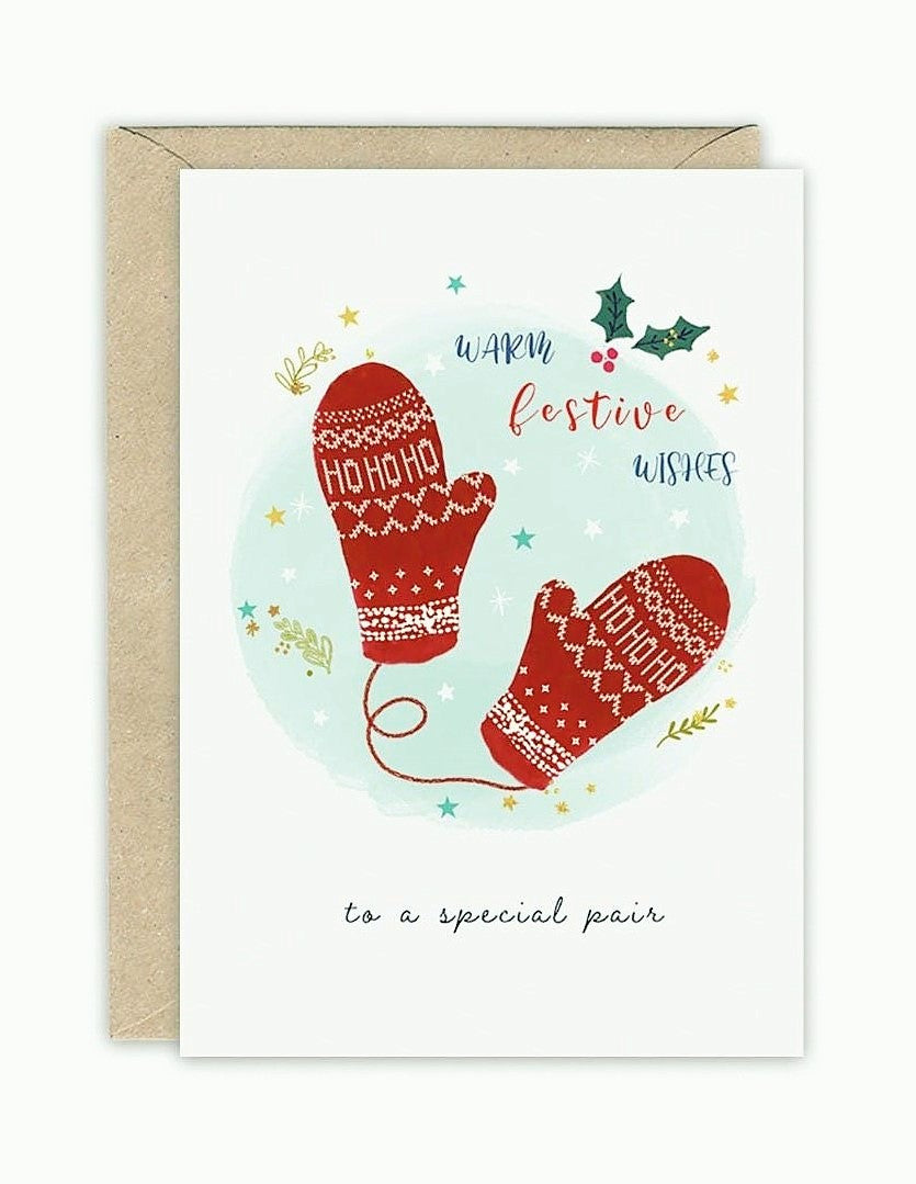 Warm Wishes Mittens Christmas Card by Emma Bryan Design