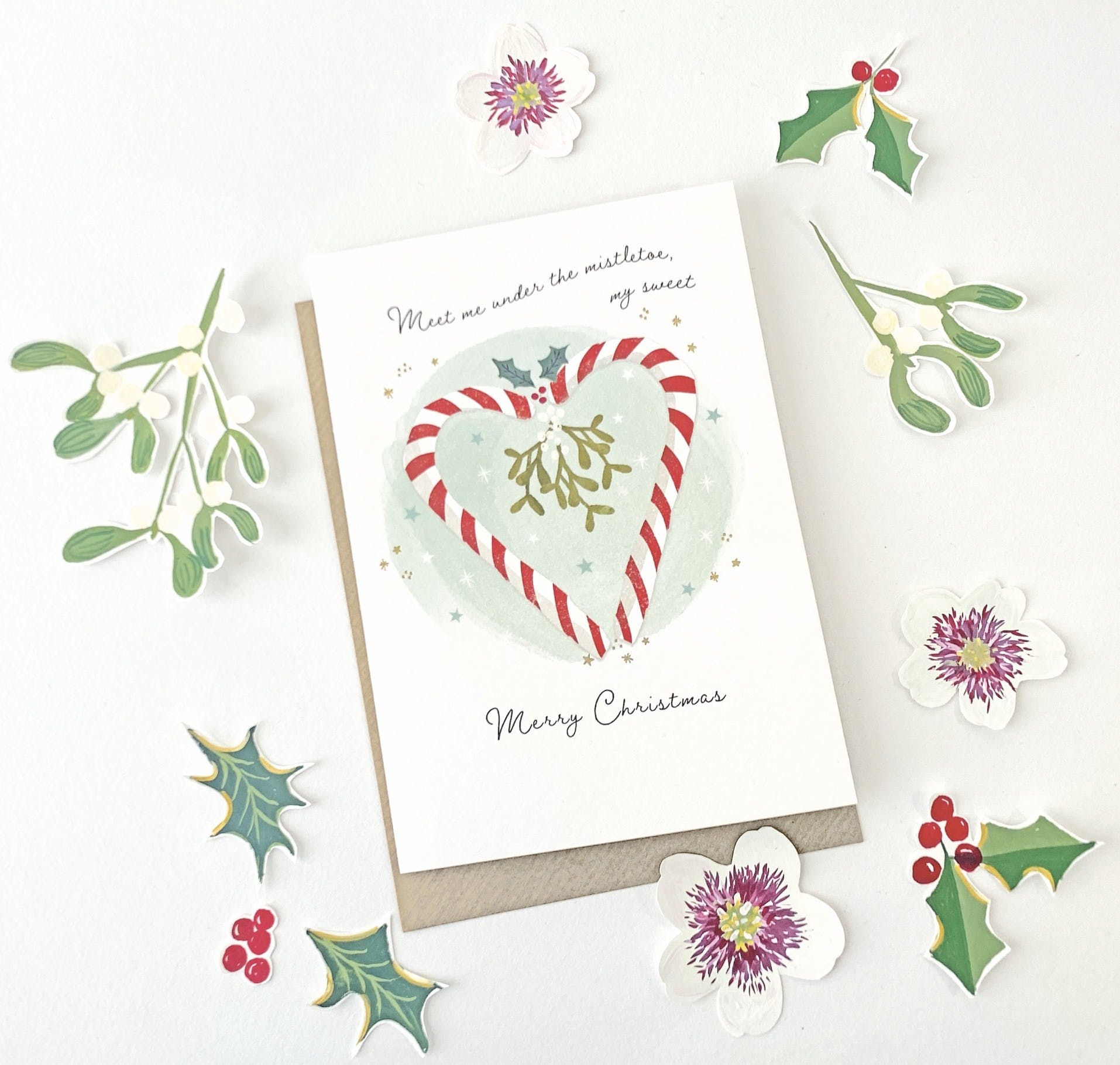 'Meet Me Under the Mistletoe'  Christmas Card by Emma Bryan Design