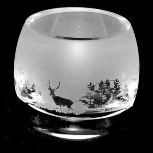Cyrstal Glass Tealight Holder - Scottish Scene