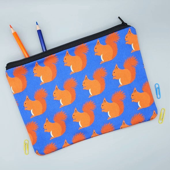 Red Squirrel Accessories Bag Handmade by Blue Ranchu Designs