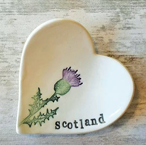 Scotland Thistle Heart Shaped Trinket Dish