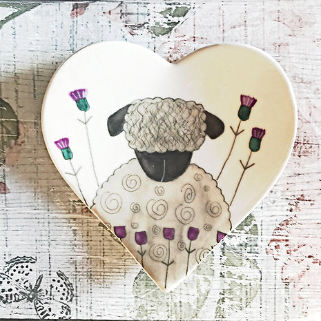 'Rhuari the Sheep in the Thistle Patch'  Heart Shaped Trinket Dish