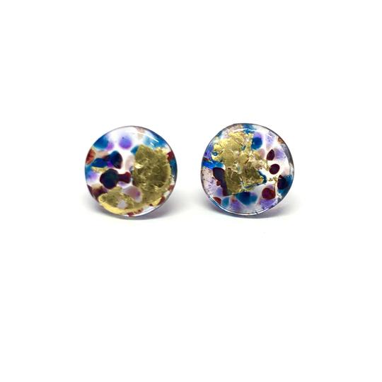 Flat Midi Glass Stud Earrings Handmade in Scotland by Helen Chalmers