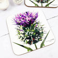 Scottish Thistle Hard Wood Coasters Illustrated by Jennifer Louise Design