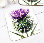 Load image into Gallery viewer, Scottish Thistle Hard Wood Coasters Illustrated by Jennifer Louise Design
