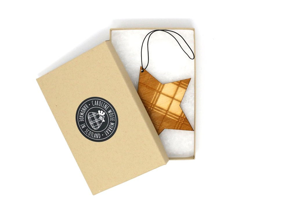 Tartan Wooden Decoration by Caroline Wolfe Murray