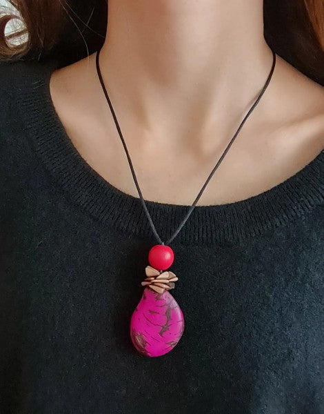 Tapajos Long Adjustable Seed Necklaces by Pretty Pink Eco Jewellery