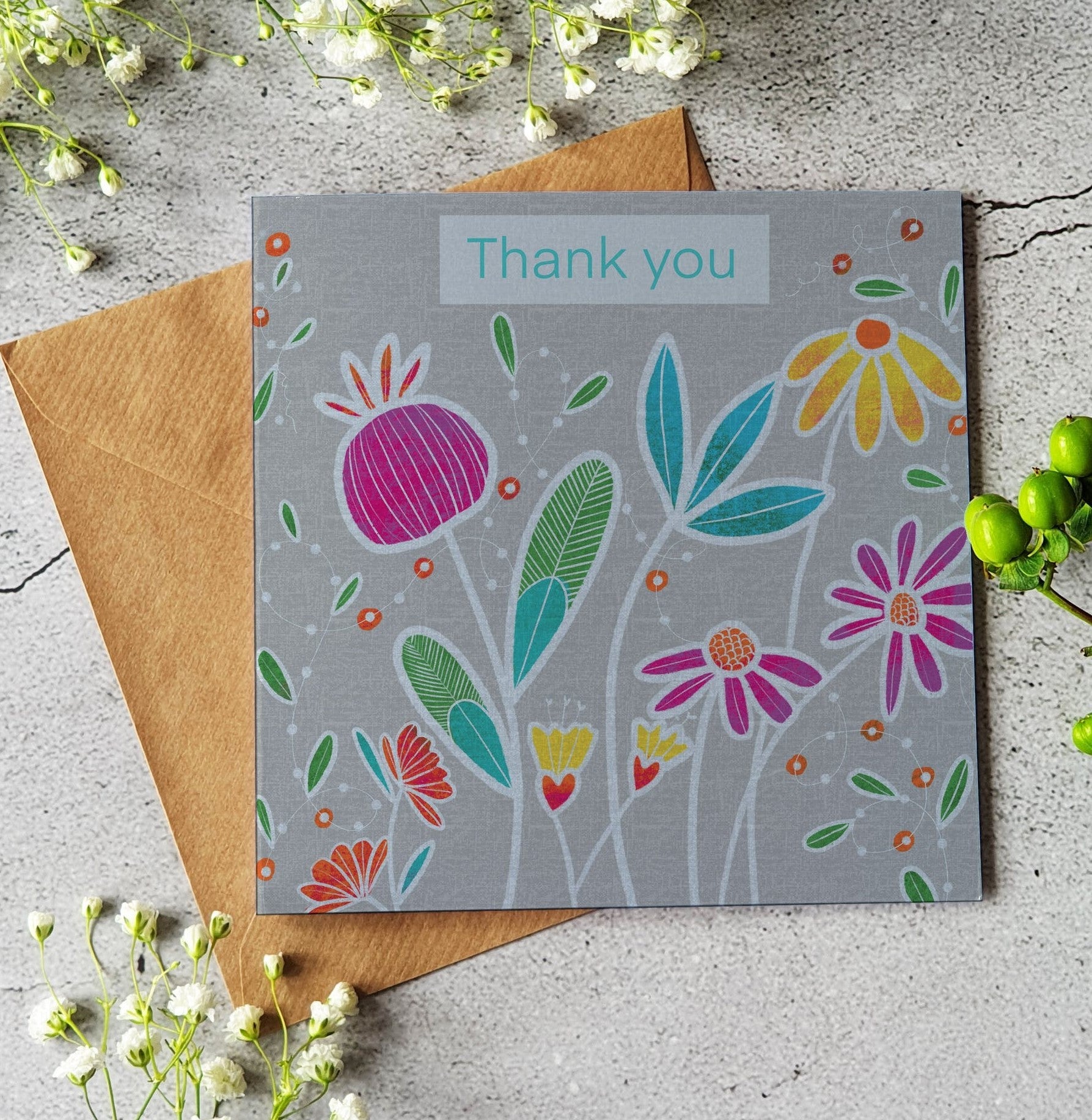 Thank You Floral Grey RC-02 Card designed by Ilana Ewing