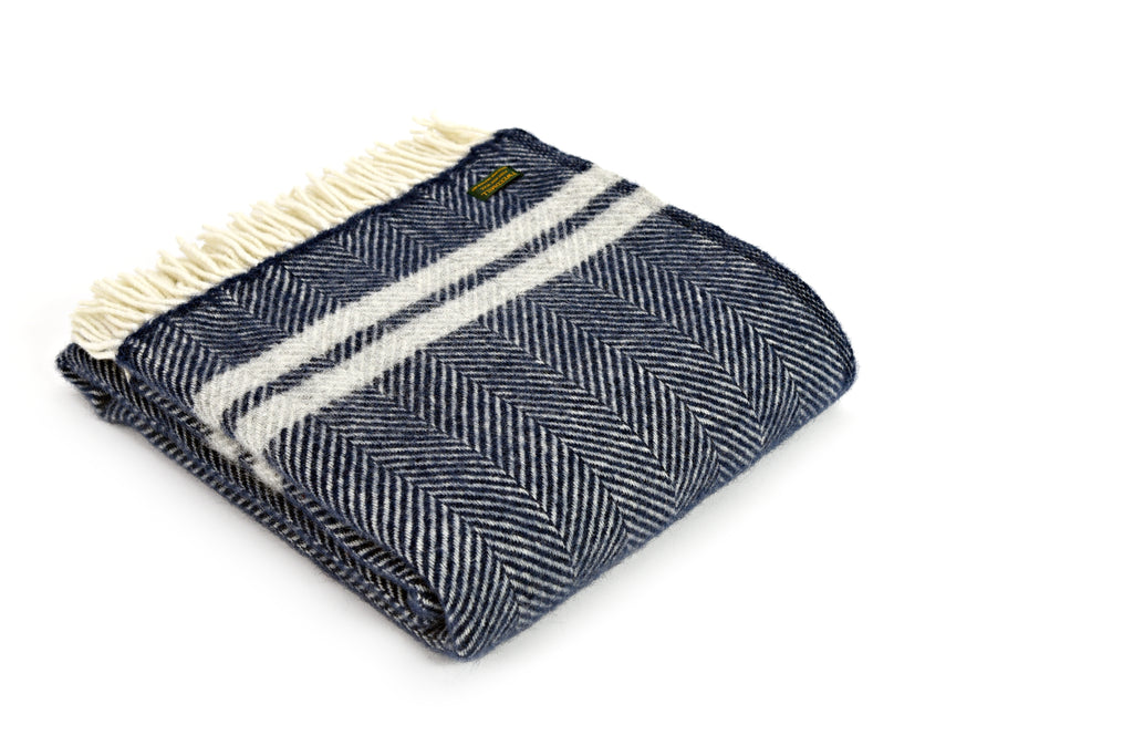 Fishbone 2 Stripe Knee Blanket - Pure New Wool Made in the UK by Tweedmill