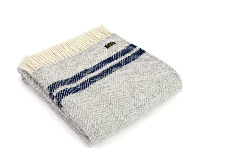 Fishbone 2 Stripe Knee Blanket - Pure New Wool Made in the UK by Tweedmill