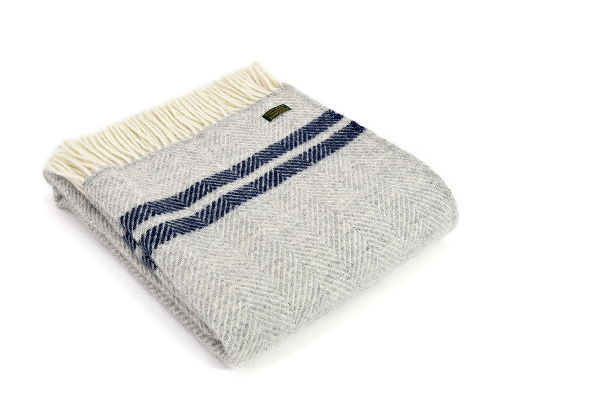 Fishbone 2 Stripe Knee Blanket - Pure New Wool Made in the UK by Tweedmill