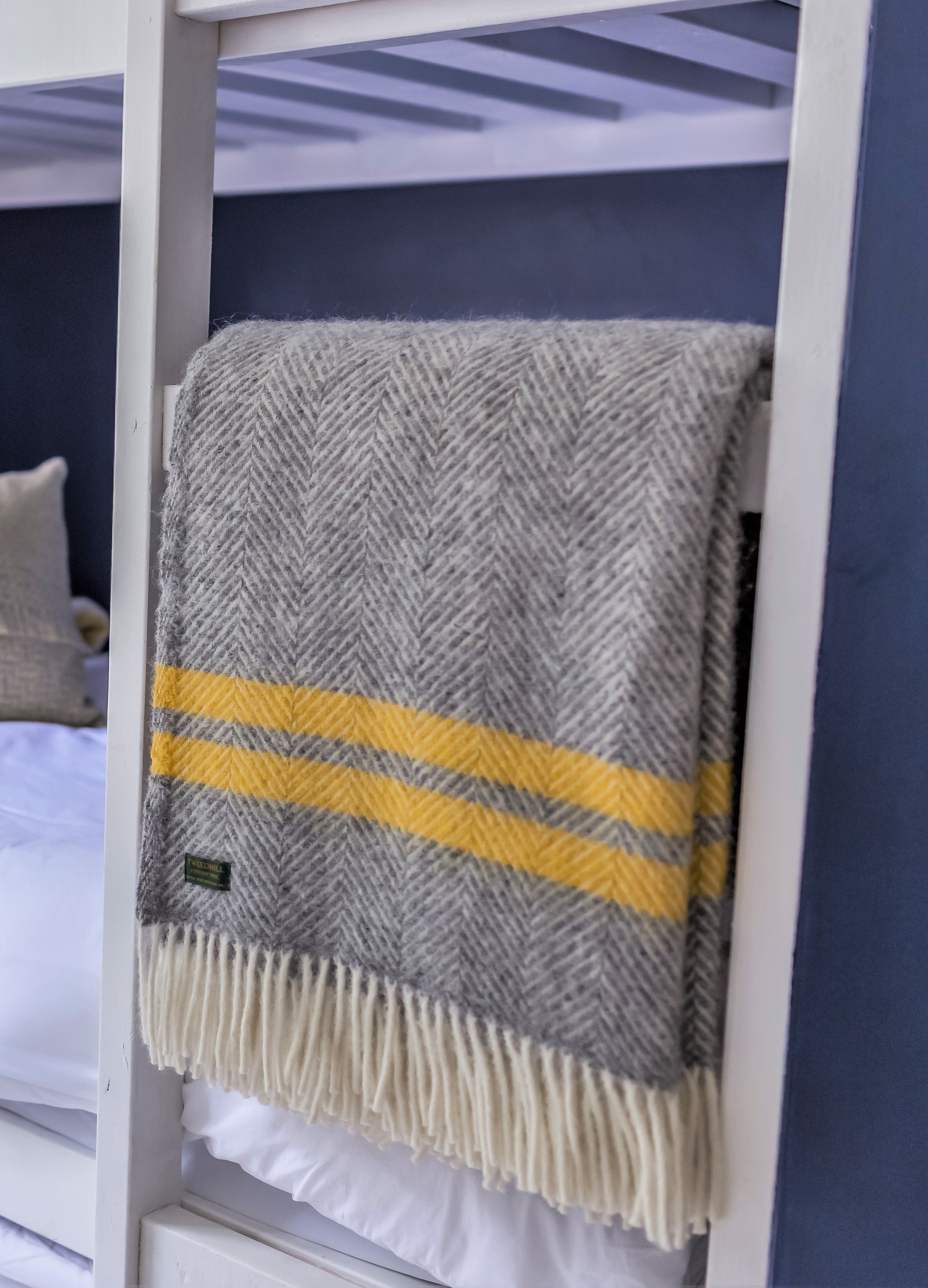 Fishbone 2 Stripe Knee Blanket - Pure New Wool Made in the UK by Tweedmill