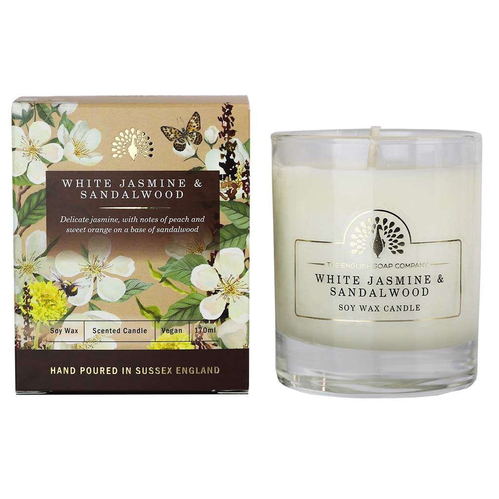 Scented Soywax Vegan Candle - White Jasmine & Sandalwood