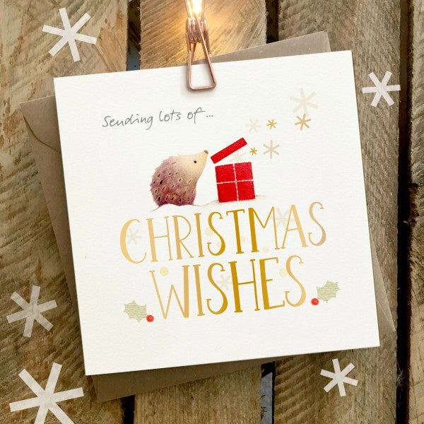 Hedgehog Christmas Wishes Card XON 013 by Ginger Betty