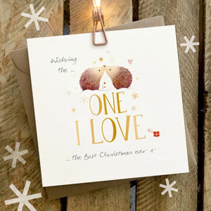 Hedgehogs - ONE I LOVE Christmas Card XON 018 by Ginger Betty