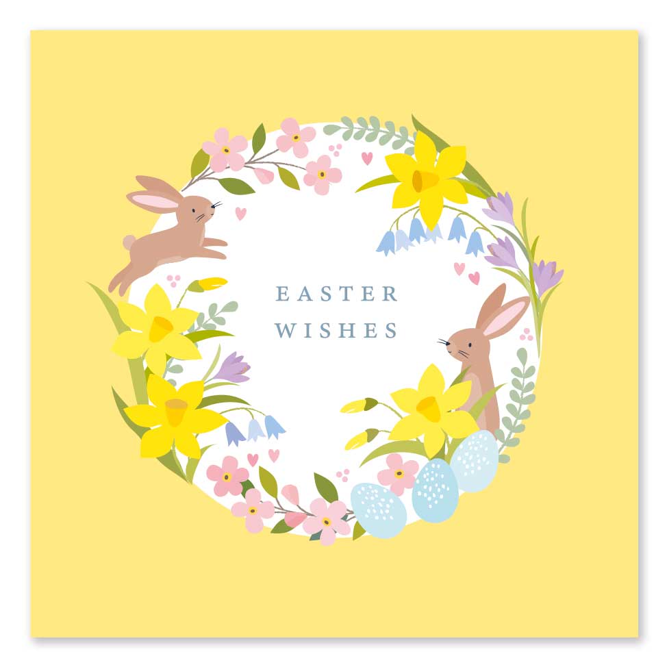 Easter Wishes / Spring wreath Card by Klara Hawkins