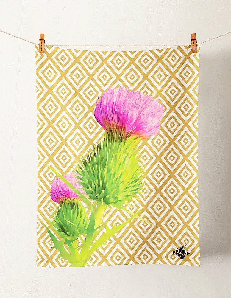 Art Deco Thistle Tea Towel Tea Towel designed by Brave Scottish Gifts