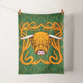 Art Nouveau Highland Cow Tea Towel Tea Towel designed by Brave Scottish Gifts
