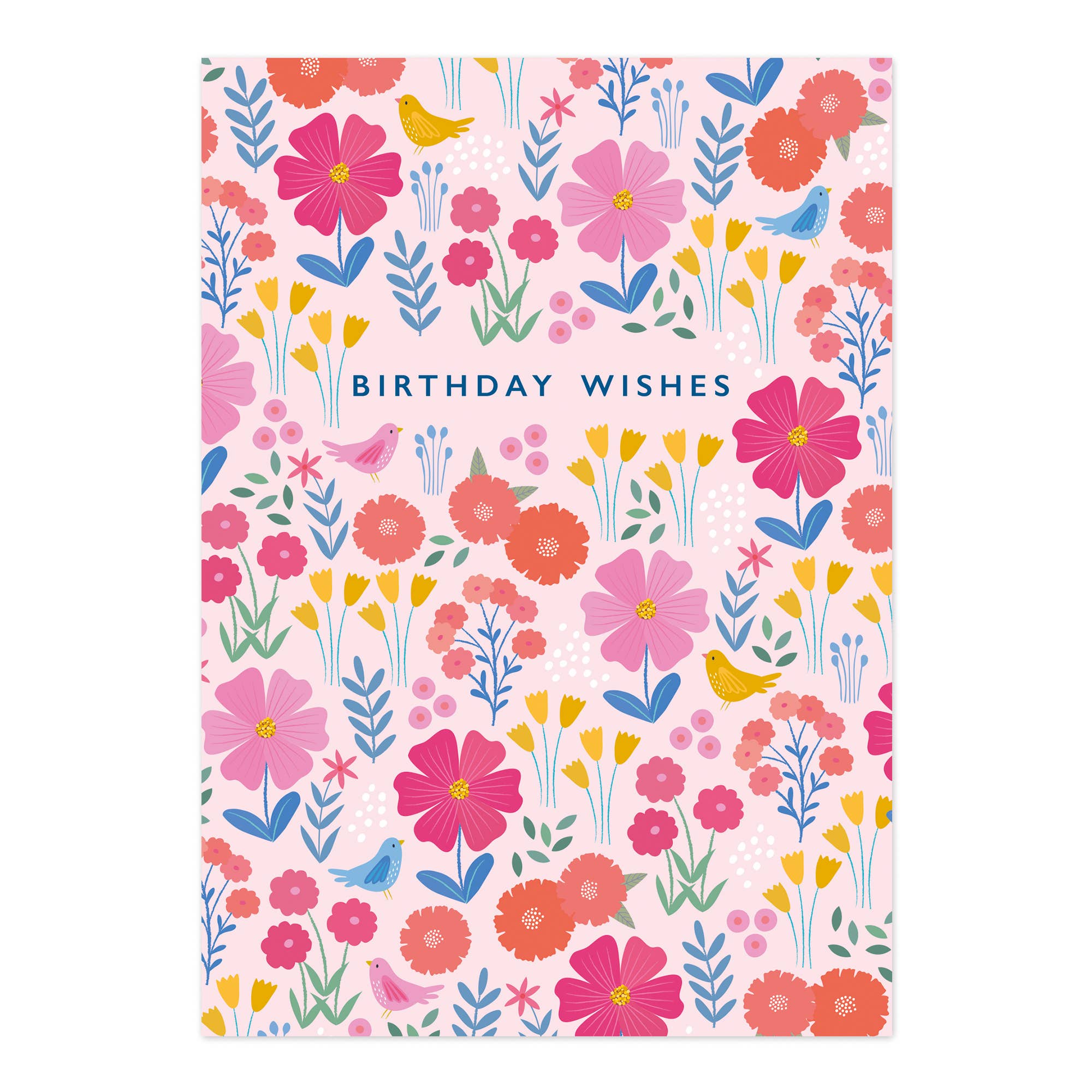 Birthday Wishes / Pretty Pink Floral Pattern Card