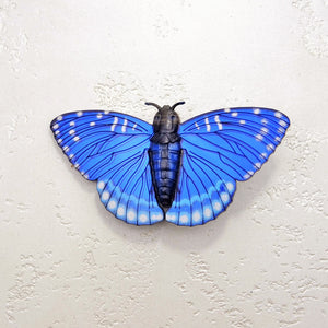 Bluebird Silver Moth Brooch Made by MissJ Designs