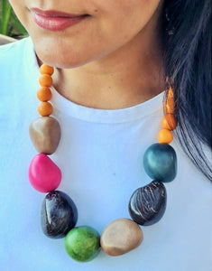Chunky 'Mistura' Tagua Nut Necklace - Yellow made by Pretty Pink Eco Jewellery