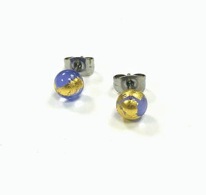 Mini Glass Stud Earrings with 24ct Gold Leaf Handmade by Helen Chalmers