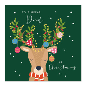 DAD Christmas Card | Reindeer with Decorated Antlers