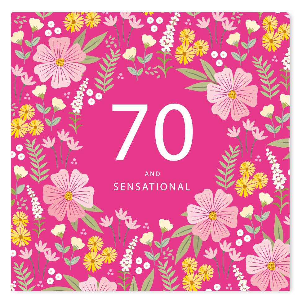 Feminine Age 70 Birthday Card by Klara Hawkins