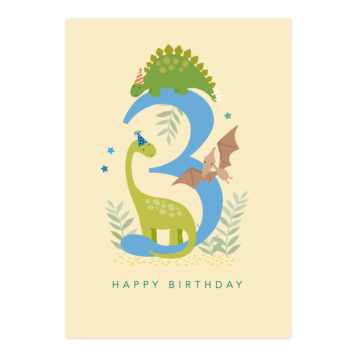 Happy Birthday - Age 3 Dinosaur Card