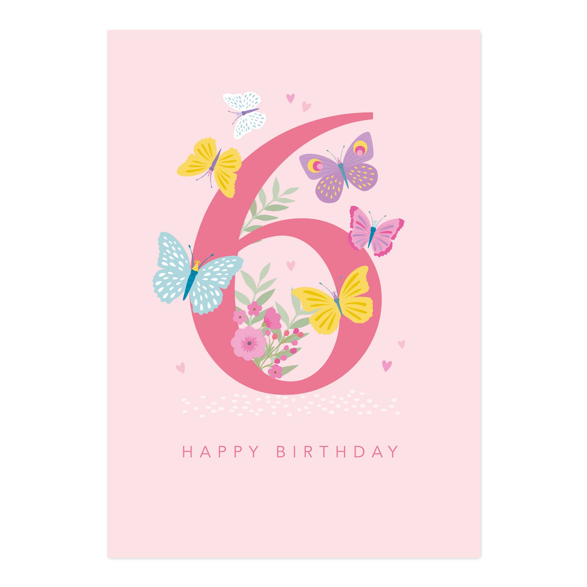 Happy Birthday - Age 6 Butterflies Card