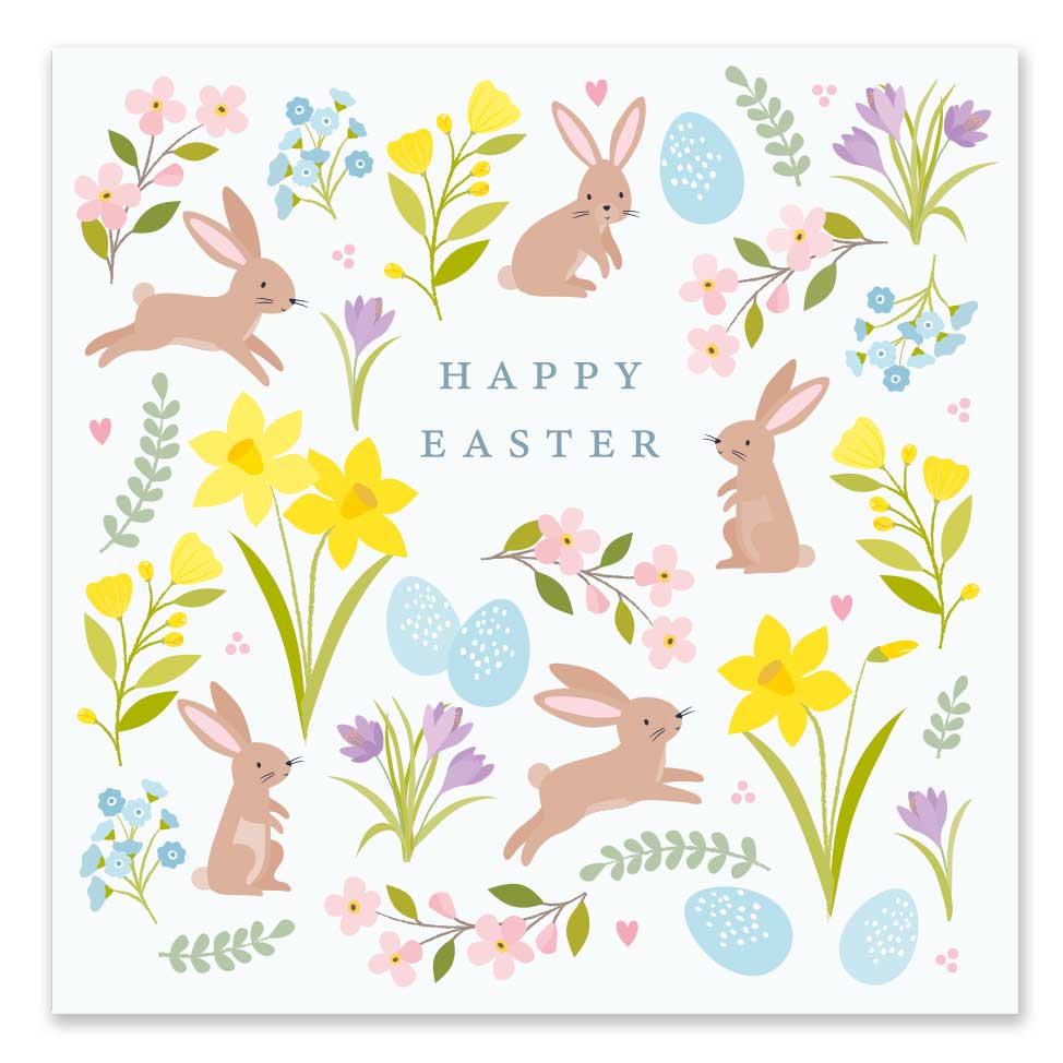 Happy Easter - Rabbit patterned card by Klara Hawkins