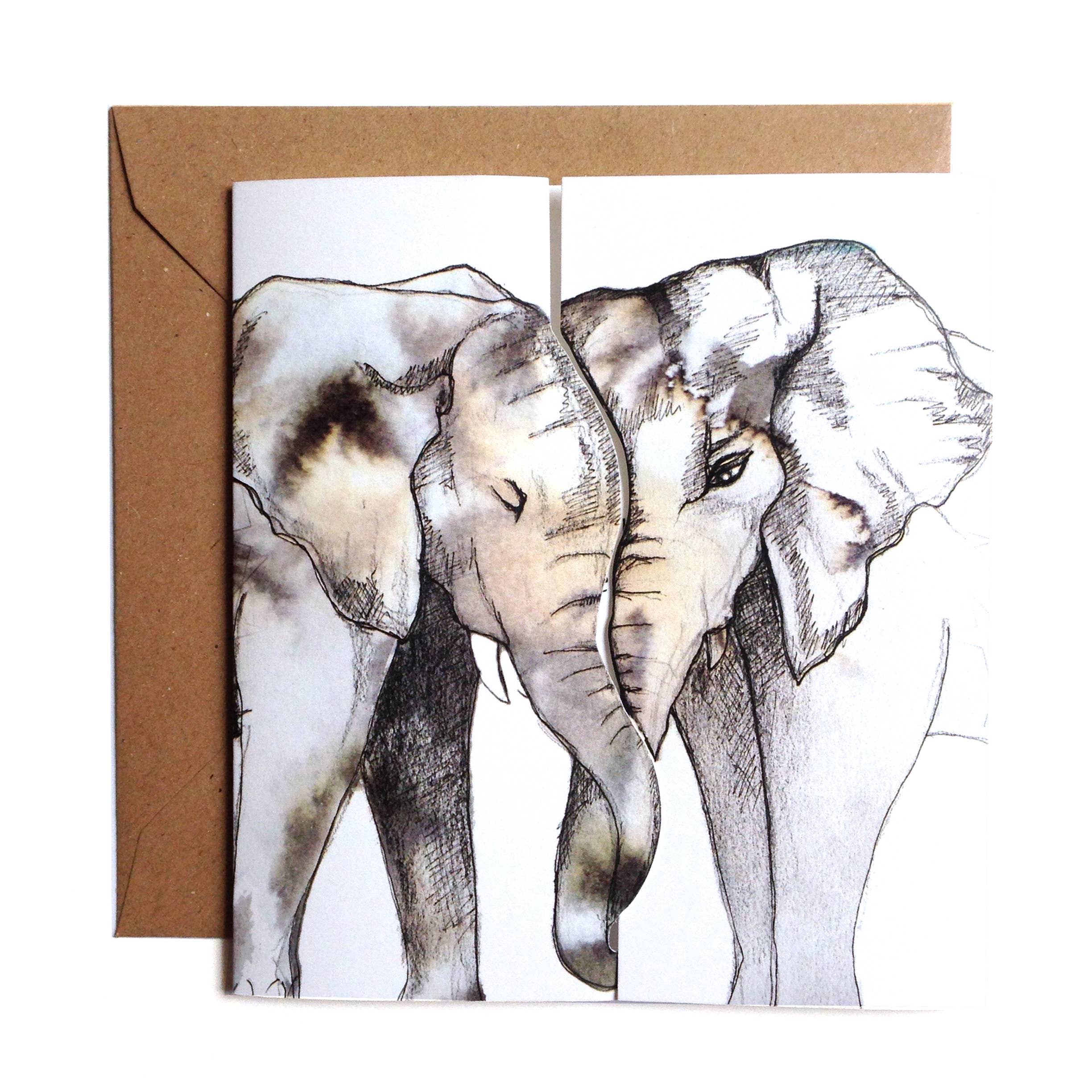 Elephants 'Kiss Card' designed by Nina Nou