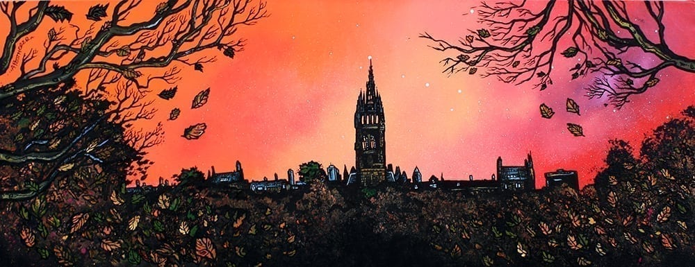 Glasgow University Block Mounted Print by Andy Peutherer