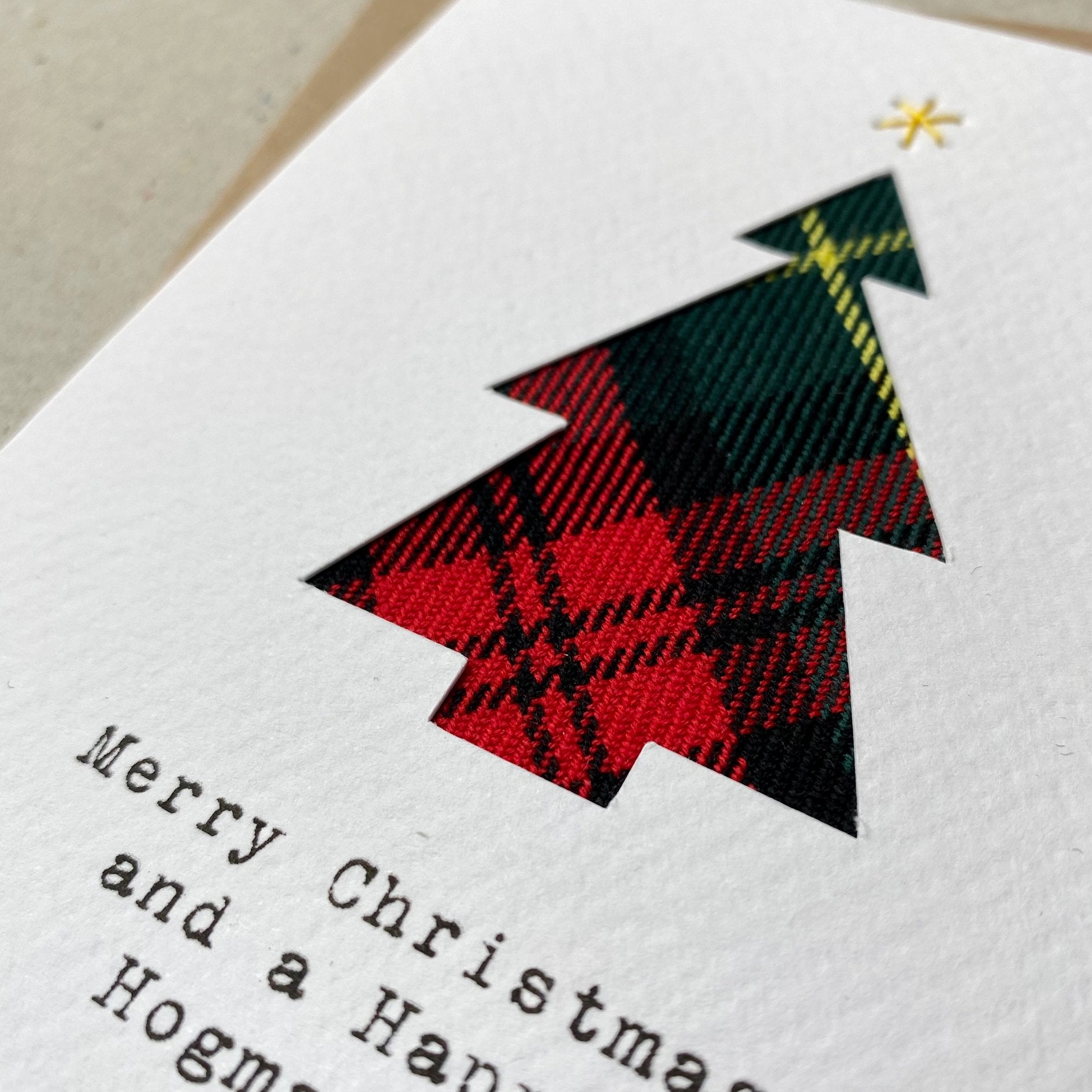 Hand Stitched Tartan Tree Christmas Card made by Hiyapal